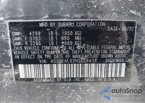 2022 Subaru Impreza Sport from USA, damaged, VIN 4S3GKAL62N3609417